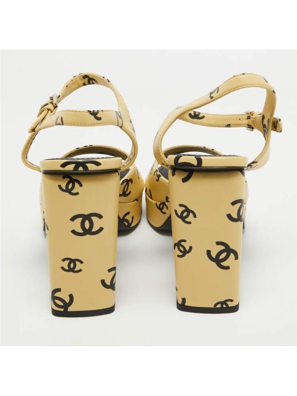 CHANEL Yellow CC Logo Platform Sandals new with dust bags and box. Receipt - Picture 4 of 4